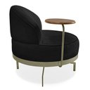 Ver imagem 5 de Kit 2 Poltronas Decorativa Andromeda Linho Bouclê Preto Base Giratória de Ferro - Pallazio