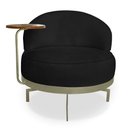 Ver imagem 4 de Kit 2 Poltronas Decorativa Andromeda Linho Bouclê Preto Base Giratória de Ferro - Pallazio