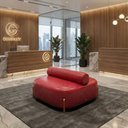 Ver imagem 1 de Poltrona Ilha Recepção Corino Modena Vermelho Design Sofisticado Loja Consultório - Vimont Moveis