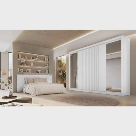 Guarda Roupa Casal com Espelho 3 Portas 6 Gavetas - Vitoria-peroba - Móveis Europa
