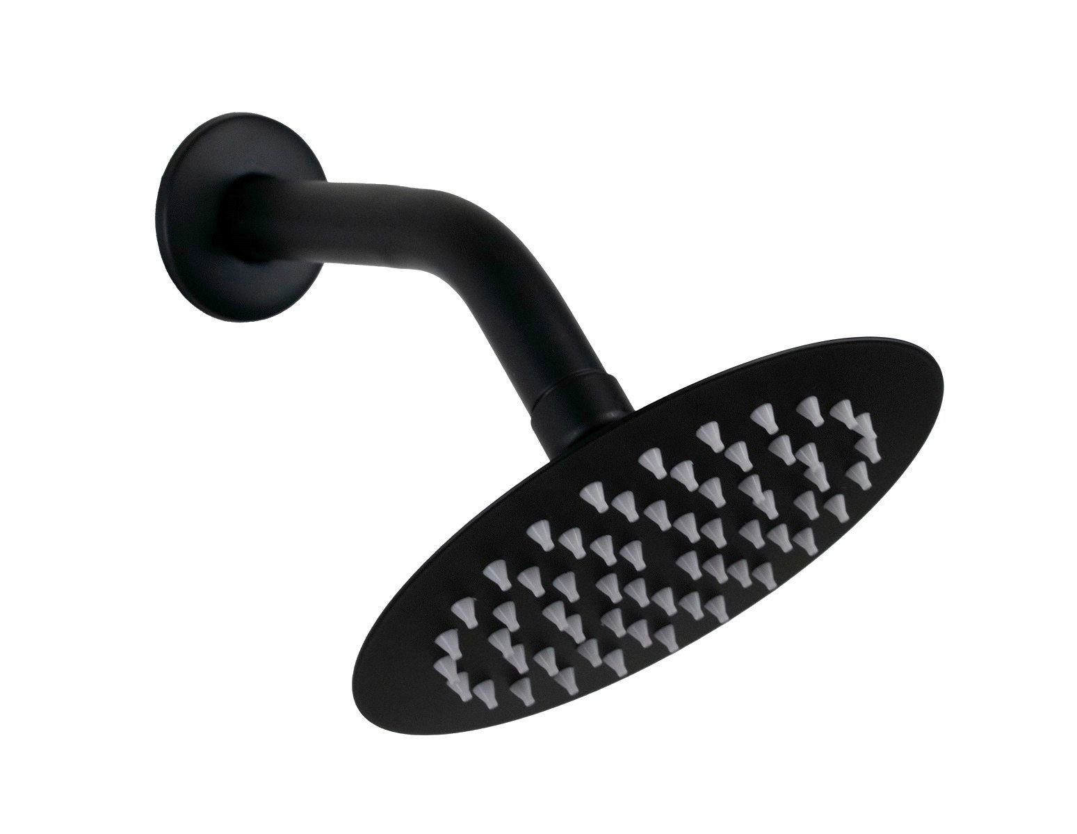 Ducha Preto 15 Cm Inox 304 Redonda com Cano de Parede 13 Cm - 1