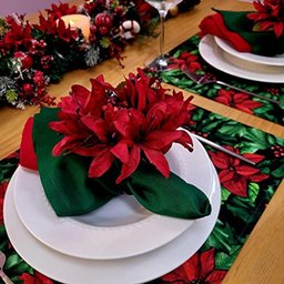 Kit 4 Jogos Americanos Impermeável Flor de Natal 43cmx34cm - 3
