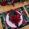 Kit 4 Jogos Americanos Impermeável Flor de Natal 43cmx34cm - 4