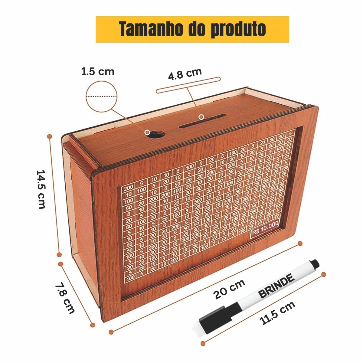 Cofre Caixa Dinheiro Wood Box Japones Kakebo Desafio Rustic - 4