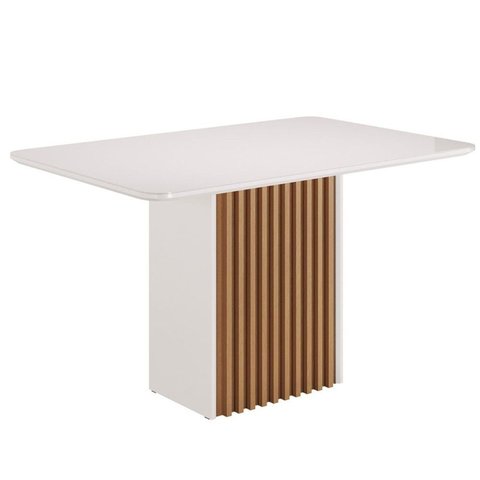 Mesa para Sala de Jantar Piccola 80,5cm x 90 Vidro Cris Branco/Mel/Off White