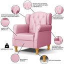 Ver imagem 3 de Poltrona de Amamentação e Descanso com Pés de Madeira Lucy P04 Sintético Rosa - Mpozenato
