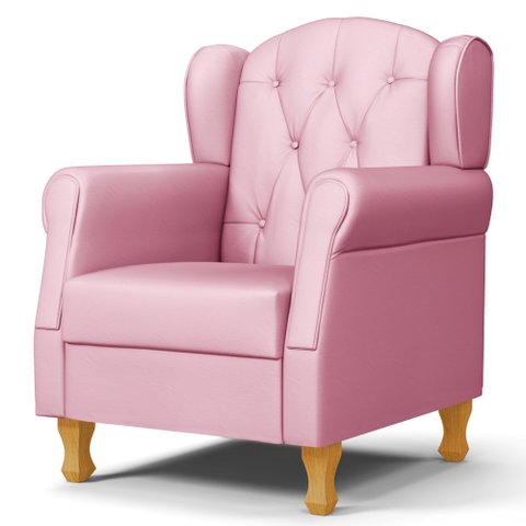 Poltrona de Amamentação e Descanso com Pés de Madeira Lucy P04 Sintético Rosa - Mpozenato