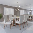 Ver imagem 2 de Mesa Benedicta Natural Off White com 6 Cadeiras Verona Linho Bege 160x90