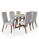 Ver imagem 1 de Mesa Benedicta Natural Off White com 6 Cadeiras Verona Linho Bege 160x90