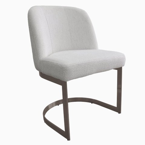 Cadeira de Jantar Cléo Base Titânio Linho Bouclé Off White - Nexta Casa