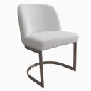 Ver imagem 1 de Cadeira de Jantar Cléo Base Titânio Linho Bouclé Off White - Nexta Casa