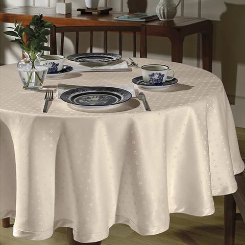 Toalha Mesa Redonda 4 Lugares Jacquard Requinte Ii - Dohler Jacquard Requinte Ii - Redonda Bege Tj-5