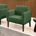 Ver imagem 2 de Poltrona Decorativa Isabella Pés Fixo em Madeira Preto Suede Verde G19 - Gran Belo
