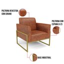 Ver imagem 3 de Poltrona Sala Decorativa Marisa Industrial Alta Dourada Sintético Pu D03 - D’Rossi