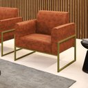 Ver imagem 1 de Poltrona Sala Decorativa Marisa Industrial Alta Dourada Sintético Pu D03 - D’Rossi