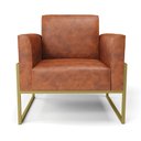 Ver imagem 5 de Poltrona Sala Decorativa Marisa Industrial Alta Dourada Sintético Pu D03 - D’Rossi