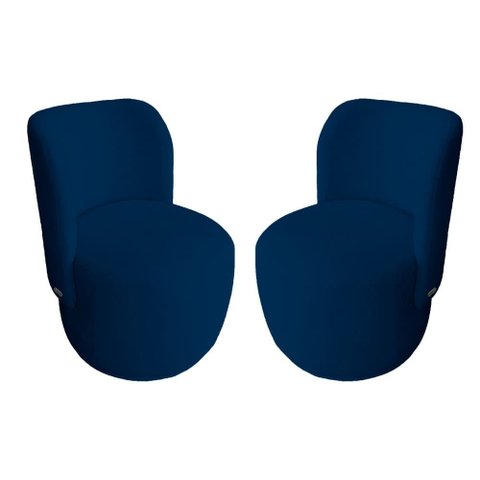 Kit Poltrona Aconchegante Bia Bouclê Azul Marinho - Belliv Decor