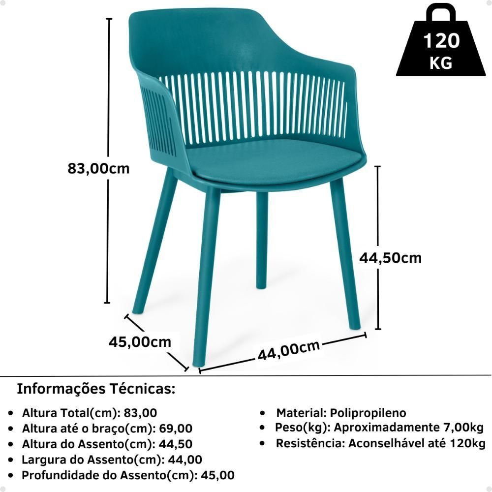 Kit 8 Cadeiras de Jantar Estofada Marcela - Turquesa - 8