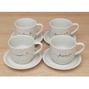 Ver imagem 2 de Jogo 4 Xícaras Café Chá C/ Pires Frases Motivacionais - 200 Ml Empilháveis - Poá Preto