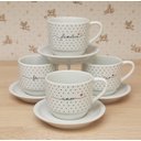 Ver imagem 7 de Jogo 4 Xícaras Café Chá C/ Pires Frases Motivacionais - 200 Ml Empilháveis - Poá Preto