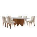Ver imagem 2 de Sala de Jantar Mesa Evora 180 Mdf Canto Reto com 6 Cadeiras Grecia Rufato