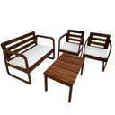 Ver imagem 1 de Conjunto para Jardim Madeira Maciça 2 Poltronas 1 Namoradeira e Mesa de Centro com Estofado Curve Ma
