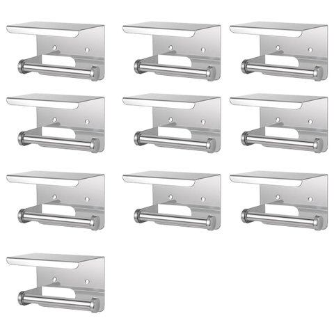Suporte Papel Higienico Inox Kit 10 Unidades Banheiro Lavabo Parede Prateleira Apoio Celular Objeto 