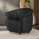 Ver imagem 1 de Poltrona Decorativa Latvia 86cm Pés de Madeira Pu Preto Manchado G45 - Gran Belo