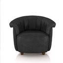 Ver imagem 2 de Poltrona Decorativa Latvia 86cm Pés de Madeira Pu Preto Manchado G45 - Gran Belo