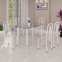 Ver imagem 1 de Conjunto Sala de Jantar com 6 Cadeiras Lívia Branco/Bege
