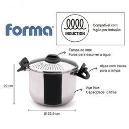 Espagueteira de Aço Inox Panela para Massa 5 Litros Escorredor Funciona em Fogão de Indução - 8