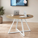 Ver imagem 1 de Mesa Reunião Redonda 110cm Home Office Concept Marrom/Nogal Sevilha/Branco