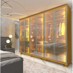 Guarda-roupa Casal 6 Portas com 6 Portas Reflecta com Pés com Led Imperatriz Naturale - 1