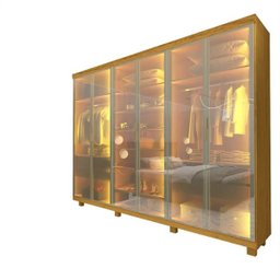 Guarda-roupa Casal 6 Portas com 6 Portas Reflecta com Pés com Led Imperatriz Naturale - 3