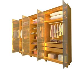 Guarda-roupa Casal 6 Portas com 6 Portas Reflecta com Pés com Led Imperatriz Naturale - 8