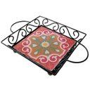 Ver imagem 1 de Fruteira de Mesa Bandeja Ferro e Azulejo Quadrada Premium Cozinha Azulejo G3