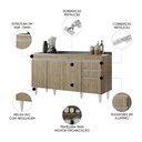 Ver imagem 3 de Balcão de Cozinha com Pia Inox 150cm Marrocos Castanho - Lumil