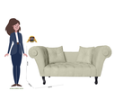 Ver imagem 5 de Sofá Recamier Recepção Decorativo 02 Lugares Londres Suede Bege - Incasa Decor