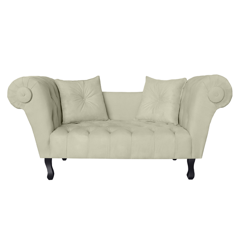 Sofá Recamier Recepção Decorativo 02 Lugares Londres Suede Bege - Incasa Decor