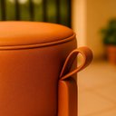 Ver imagem 6 de Puff Banqueta Redondo Zoe Corino Caramelo Decorativo Base de Madeira - Arkell