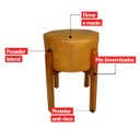 Ver imagem 5 de Puff Banqueta Redondo Zoe Corino Caramelo Decorativo Base de Madeira - Arkell