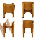 Ver mais imagens de Puff Banqueta Redondo Zoe Corino Caramelo Decorativo Base de Madeira - Arkell