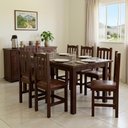 Ver imagem 2 de Kit 8 Cadeiras Madeira Maciça de Jantar com Assento Estofado Marrom Repleta