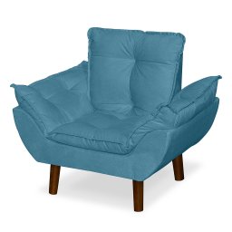 Mini Poltrona Cadeira Infantil de Criança Suede Azul Claro Pés Palito - 2