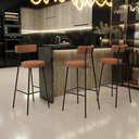 Ver imagem 2 de Kit 03 Banquetas Alta Bar Cozinha Sala De Jantar Estrutura Em Aço Milão L02 Bouclê Terracota - Lyam