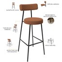 Ver imagem 4 de Kit 03 Banquetas Alta Bar Cozinha Sala De Jantar Estrutura Em Aço Milão L02 Bouclê Terracota - Lyam