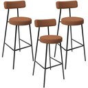 Ver imagem 1 de Kit 03 Banquetas Alta Bar Cozinha Sala De Jantar Estrutura Em Aço Milão L02 Bouclê Terracota - Lyam