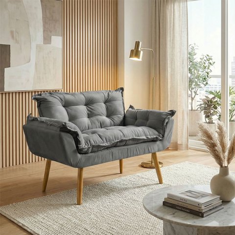 Namoradeira Decorativa Confortável para Sala Recepção Consultório Manicure Alice Suede