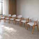 Ver imagem 1 de Combo 6 Cadeiras de Jantar em Linho Cinza-Claro Versátil & Elegante Escritório Sala de Jantar