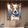 Quadro Decorativo Animais Cachorro de Coleira em Pixels com Moldura Dourada - 100x70 Cm - 2